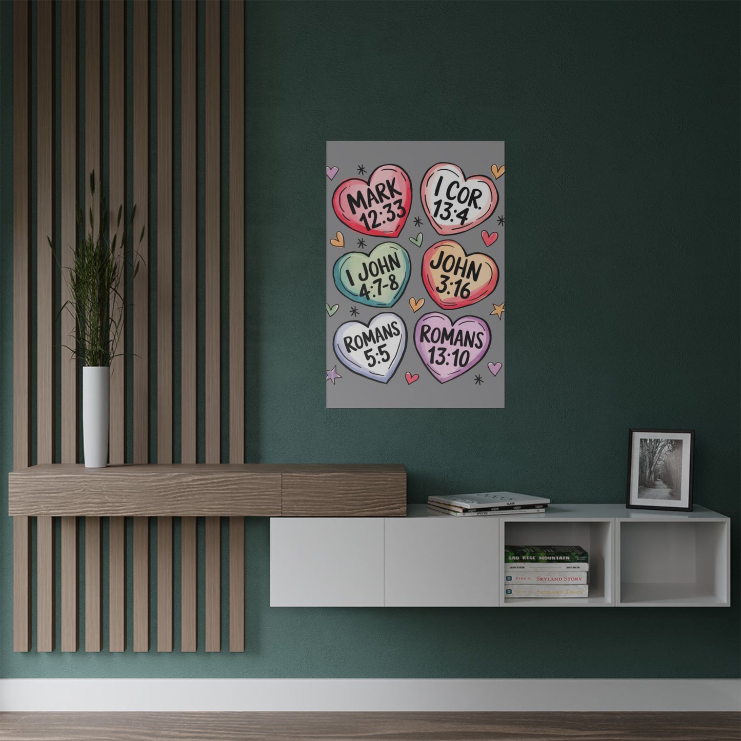 Satin Posters, Scripture Wall Art, Christian Home Decor, Bible Verse Prints, Heart Design, Faith-Based Gift, 300gsm Poster