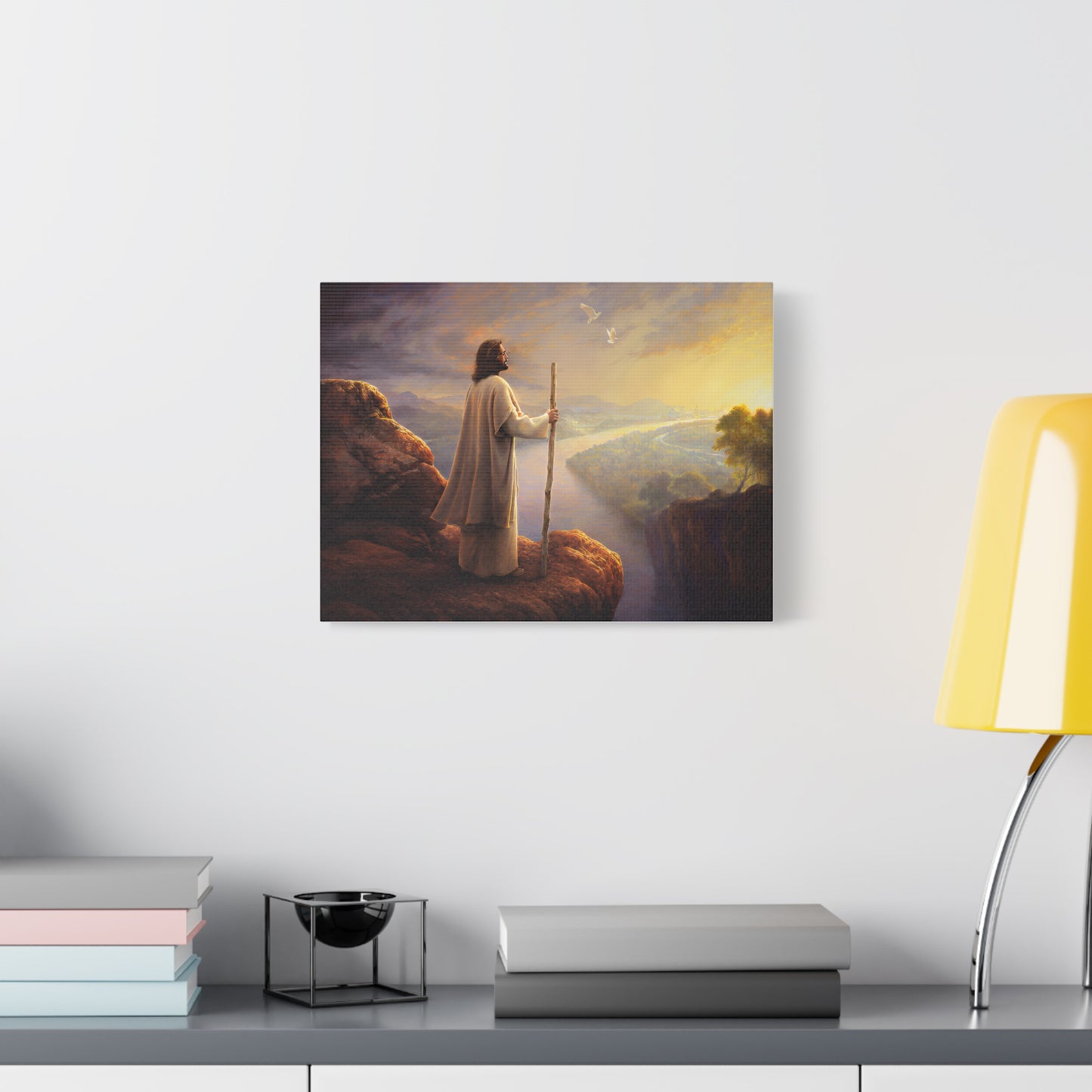 Religious Canvas Art, Christian Canvas Art - Jesus with Staff, Scenic Wall Decor, Religious Gift, Christian Home Decor