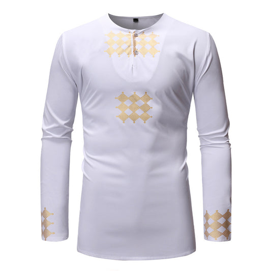Men's African Style European Size Hot Stamping Long-sleeved Shirt