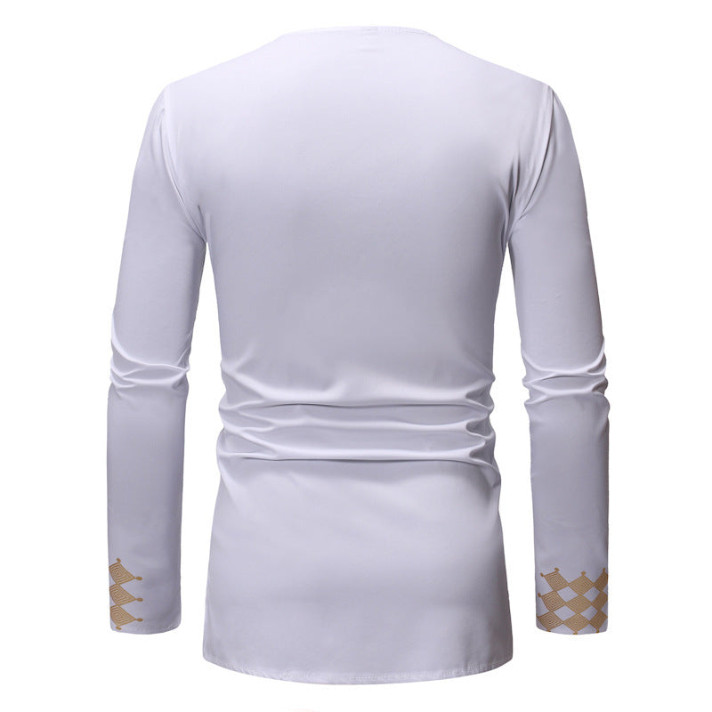 Men's African Style European Size Hot Stamping Long-sleeved Shirt