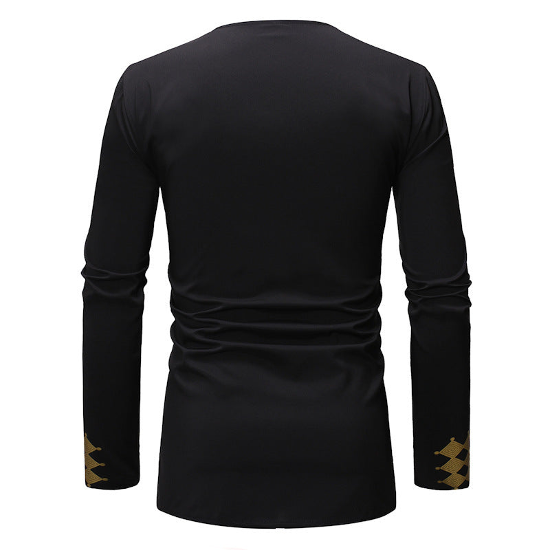 Men's African Style European Size Hot Stamping Long-sleeved Shirt