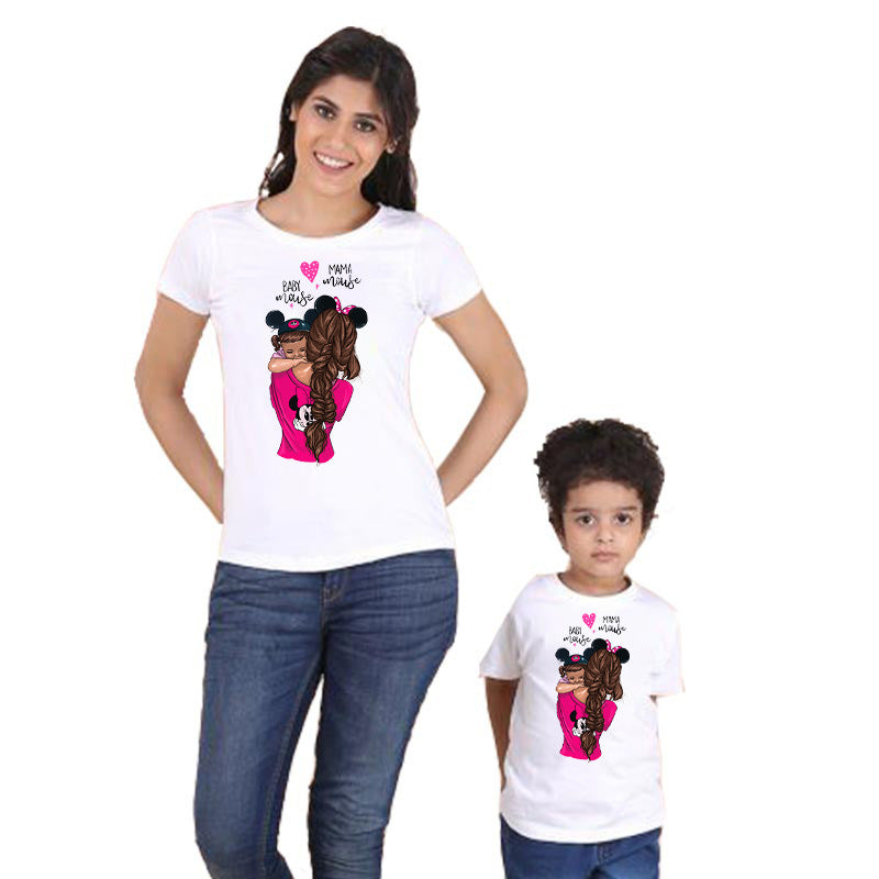 Women's And Women's Short-Sleeved t-Shirts Cartoon Mother And Daughter Printing Parent-Child Top