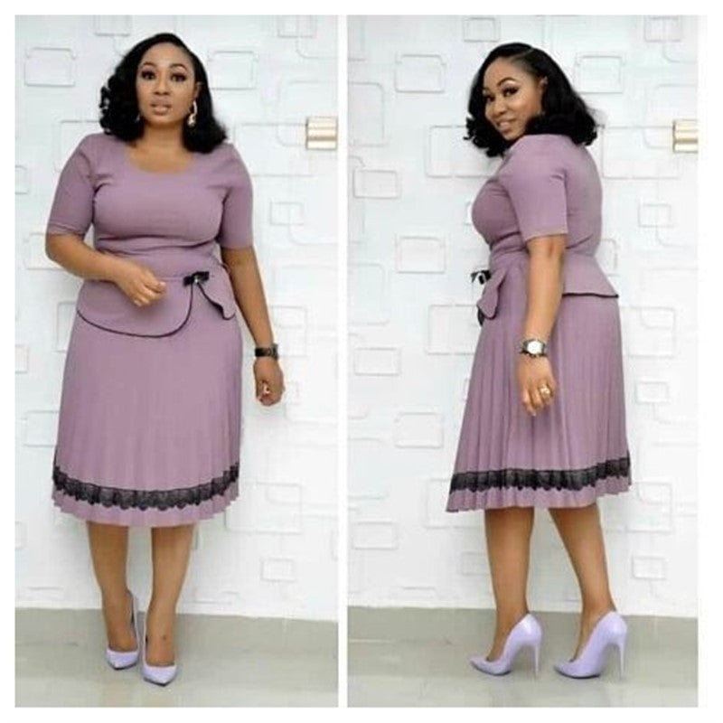 Explosive African Mother Plus Size Women's Pleated Stitching Fake Two-piece Pleated Skirt Waist Accessories