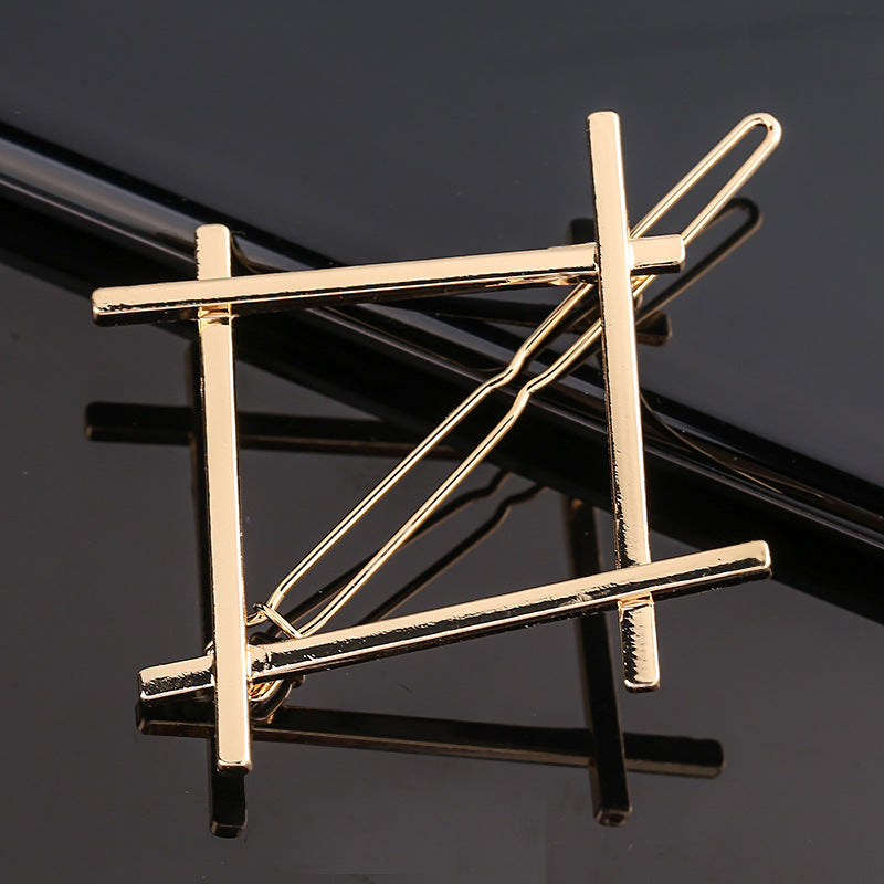 Creative Metal Frog Clip Triangle Moon Hairpin