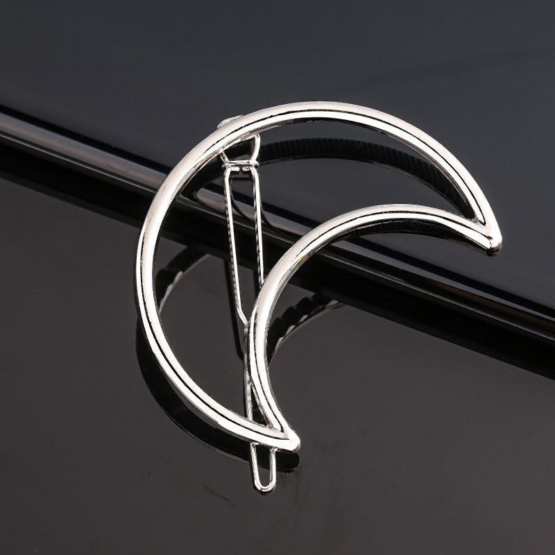 Creative Metal Frog Clip Triangle Moon Hairpin