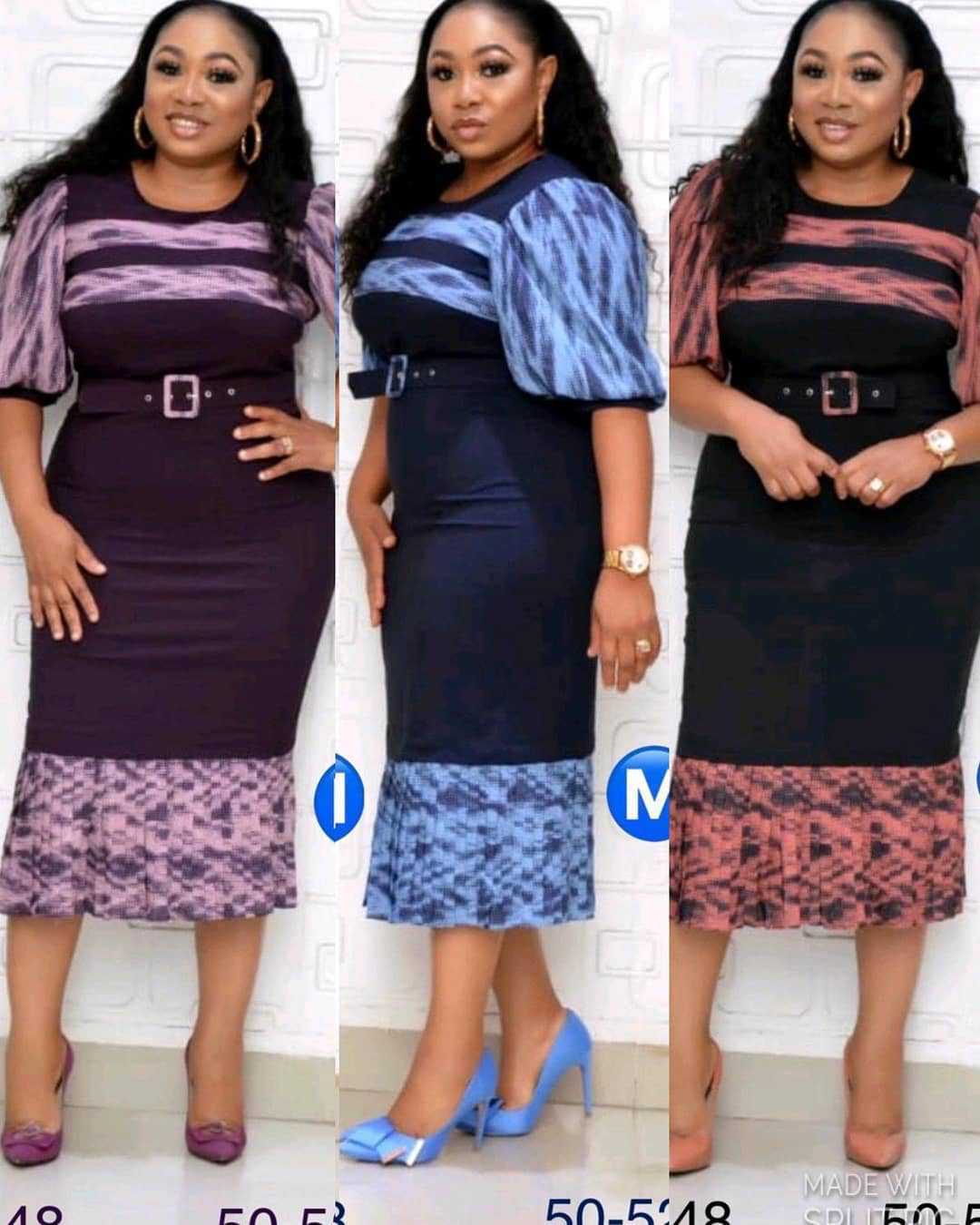 Cross-border African fashion women's wear mom printed stitching belt lady embossed hem dress