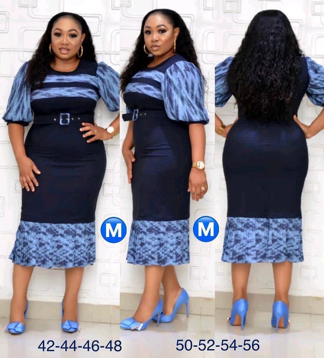 Cross-border African fashion women's wear mom printed stitching belt lady embossed hem dress