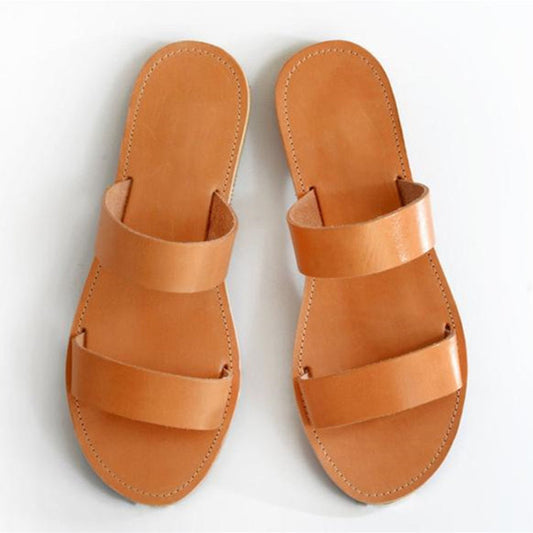 Simple Open-toe Flat Sandals And Slippers