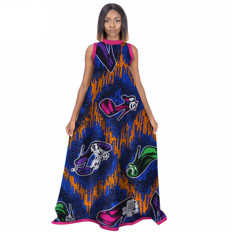 African Women'S Summer Sleeveless Dress Cotton Customized Large Size Printed Long Skirt