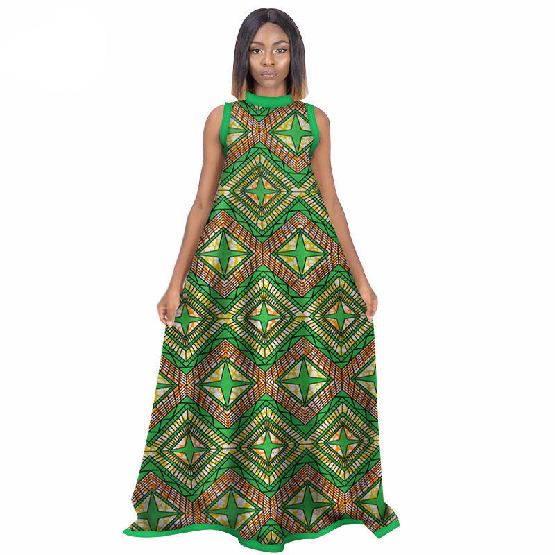 African Women'S Summer Sleeveless Dress Cotton Customized Large Size Printed Long Skirt