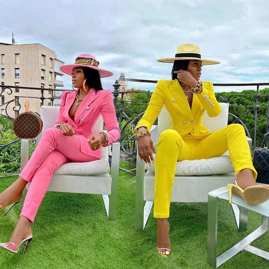 Temperament Casual Suit Jacket Straight Pants Two-Piece Suit