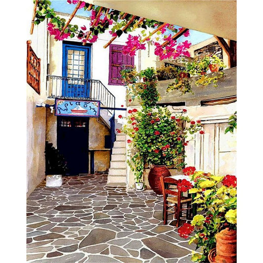 Greek Landscape Oil Painting Digital Modern Home Wall Art Picture