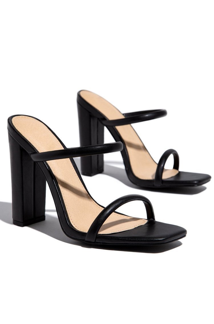 One-word Women's High-heeled Shoes With Thick Heel And  Toe Color