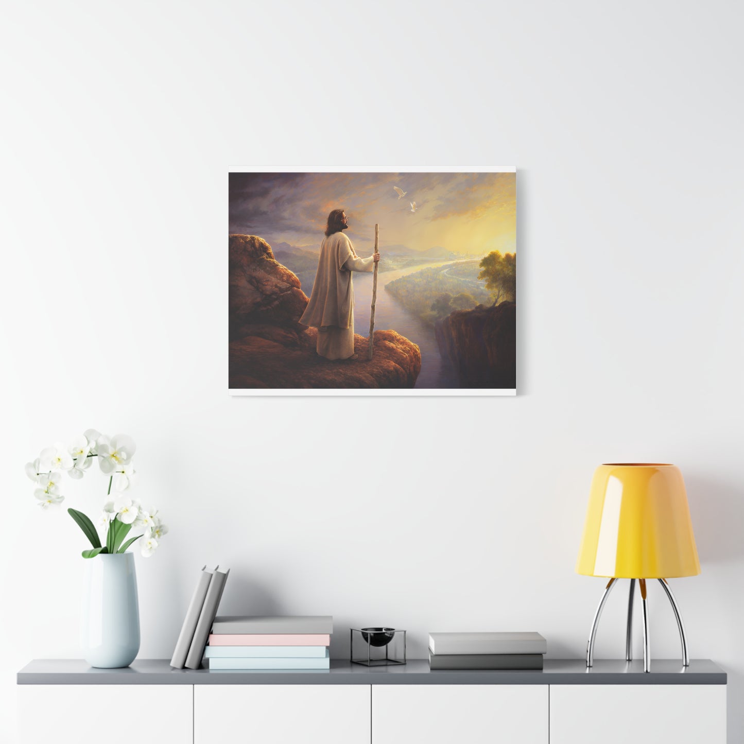 Religious Canvas Art, Christian Canvas Art - Jesus with Staff, Scenic Wall Decor, Religious Gift, Christian Home Decor