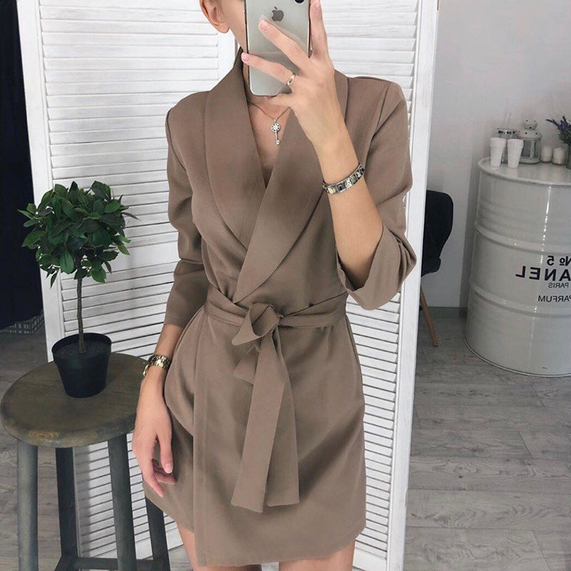 Solid color suit dress