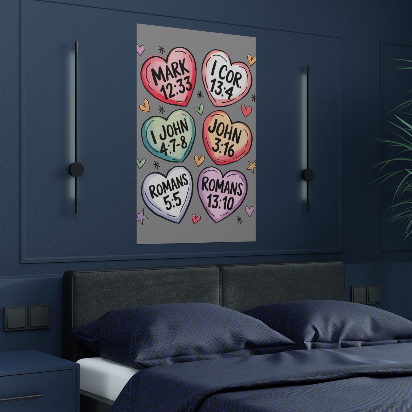 Satin Posters, Scripture Wall Art, Christian Home Decor, Bible Verse Prints, Heart Design, Faith-Based Gift, 300gsm Poster