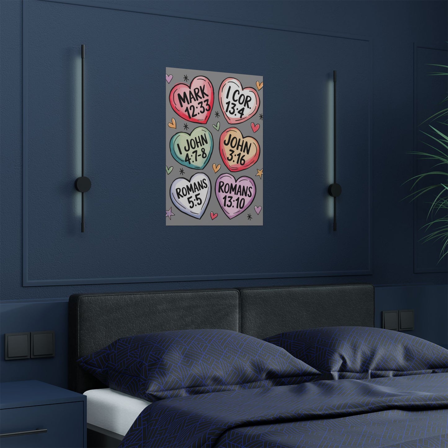 Satin Posters, Scripture Wall Art, Christian Home Decor, Bible Verse Prints, Heart Design, Faith-Based Gift, 300gsm Poster