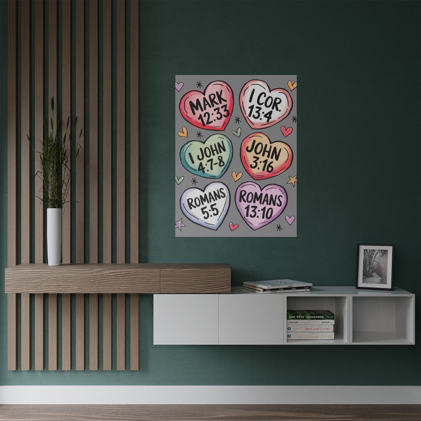 Satin Posters, Scripture Wall Art, Christian Home Decor, Bible Verse Prints, Heart Design, Faith-Based Gift, 300gsm Poster