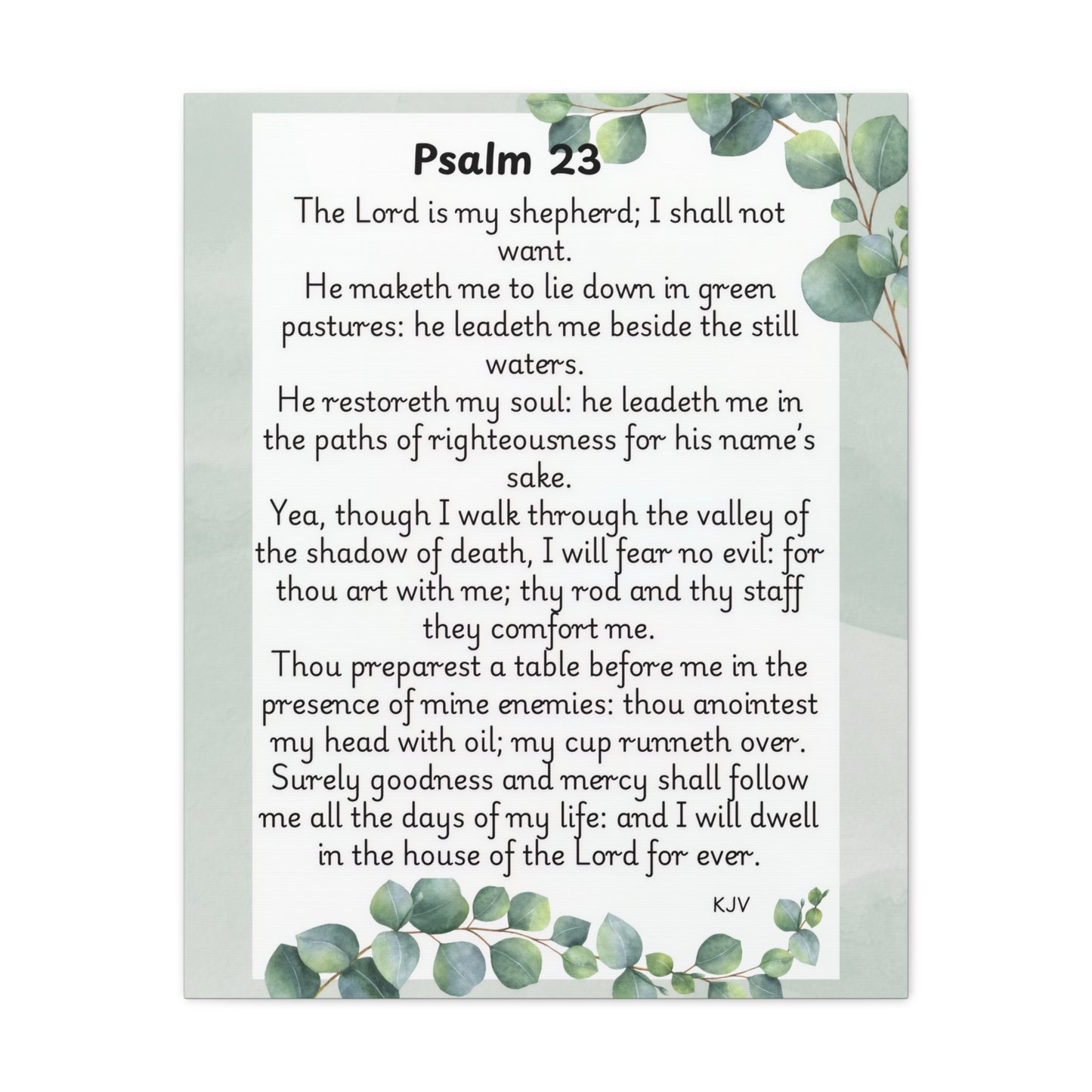 Canvas Print, Bible Verse Wall Art, Psalm 23, Spiritual Home Decor, Nature Themed, Housewarming Gift, Faith Décor, Wall Art Print