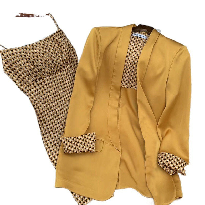 Fat Sister Suit Female Small Suit Jacket Long Sleeve Solid Color Two-piece Suit