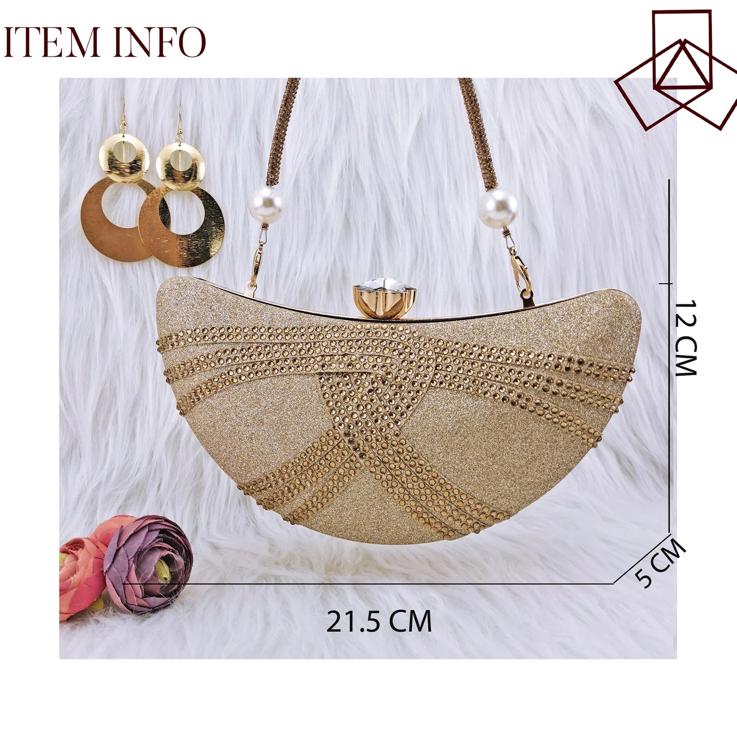 Carol Party Nigerian Silver Designer Fashion Women's Bags Crystal Encrusted Wedding Crossbody Party Handbags Moon Purse