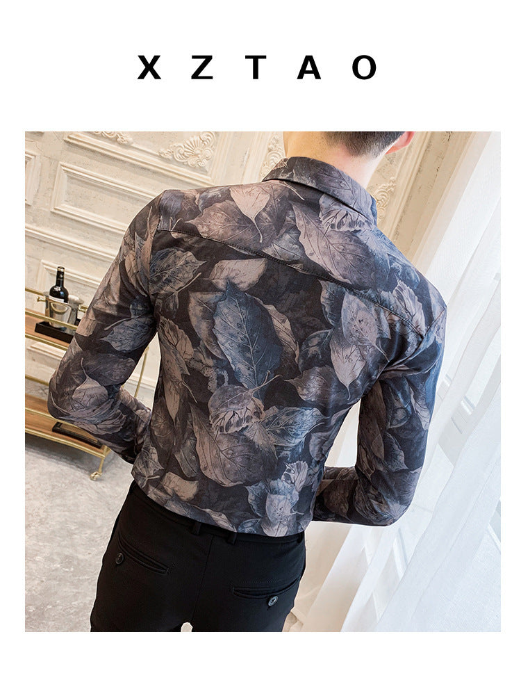Floral Men's Fashion Casual Nightclub Shirt