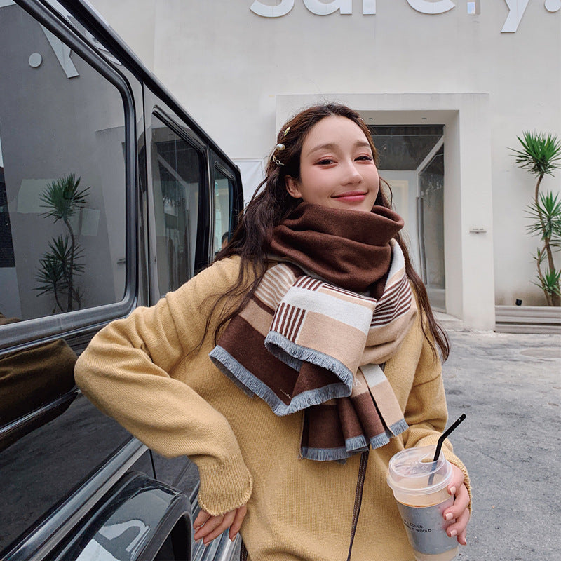 Warm thickening imitation cashmere scarf