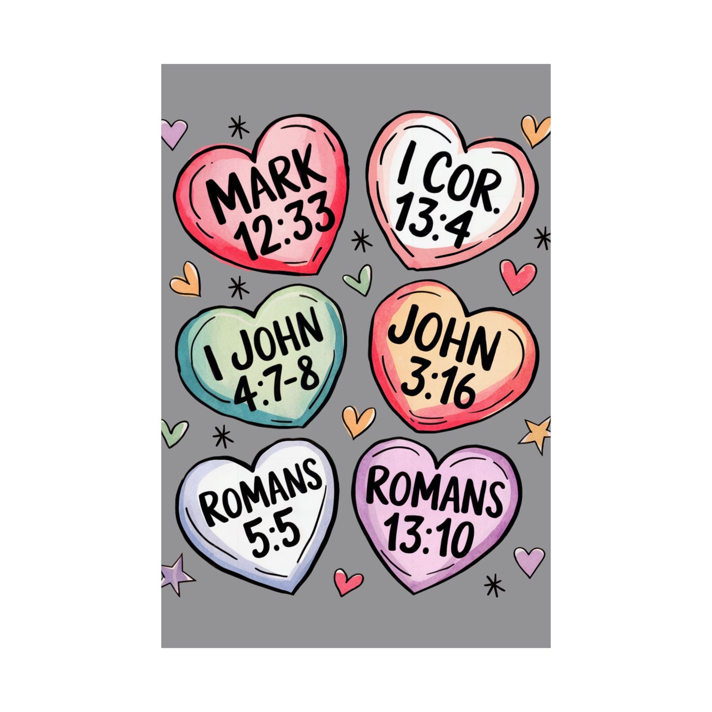 Satin Posters, Scripture Wall Art, Christian Home Decor, Bible Verse Prints, Heart Design, Faith-Based Gift, 300gsm Poster