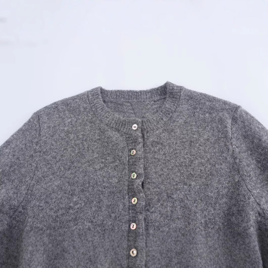 Round Neck Simple Laminated Knitted Coat