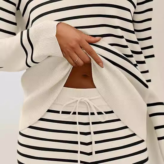 Striped Loose-fitting Long Sleeve Sweater