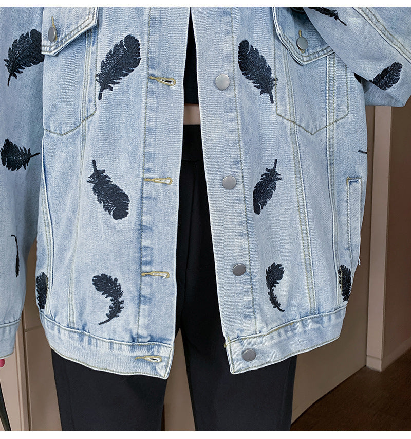 Fashion Printing Lapel Loose Wild Salt Denim Jacket