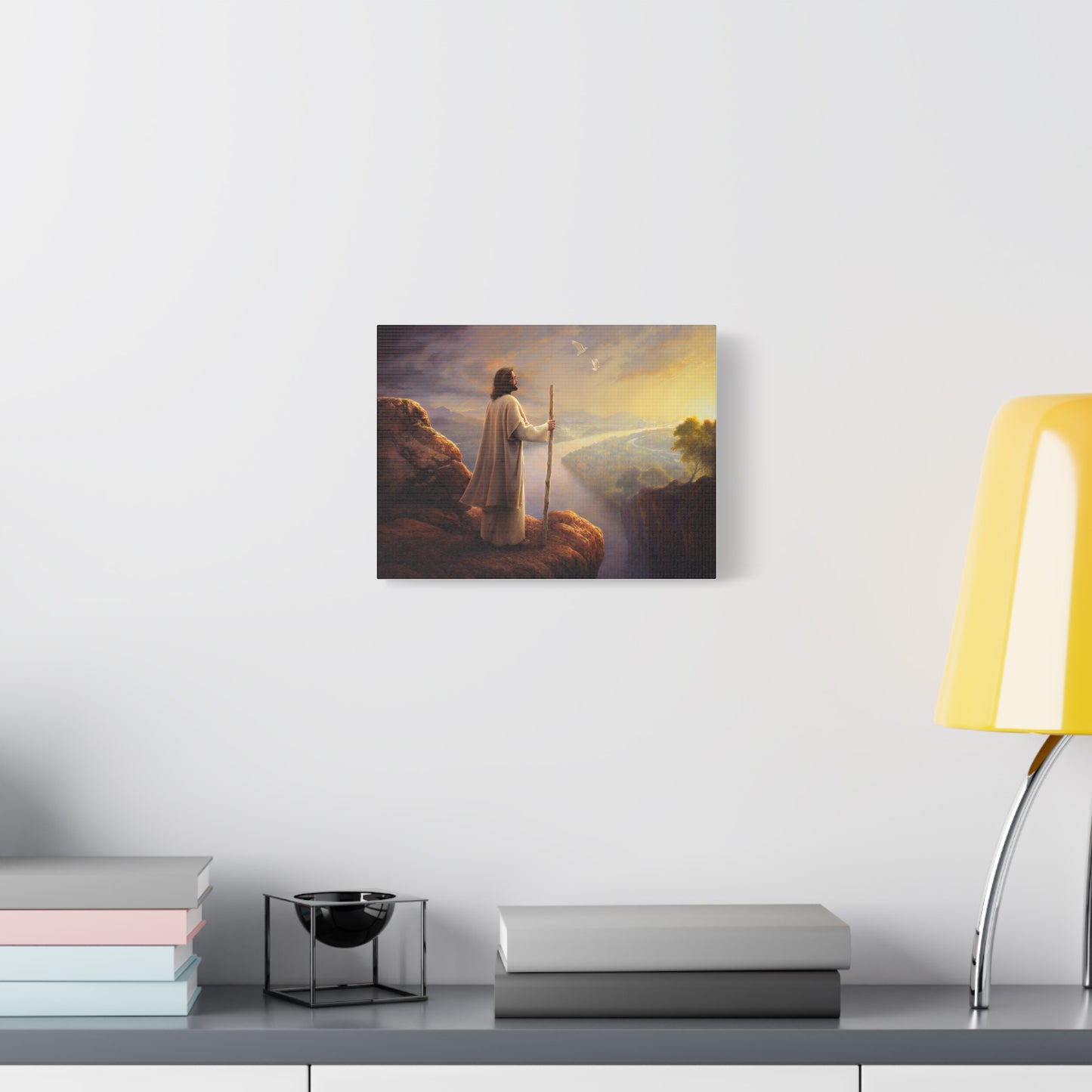Religious Canvas Art, Christian Canvas Art - Jesus with Staff, Scenic Wall Decor, Religious Gift, Christian Home Decor