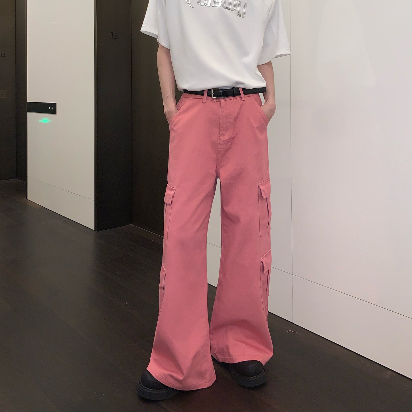 Large Pocket Wide-leg Overalls Casual Jeans