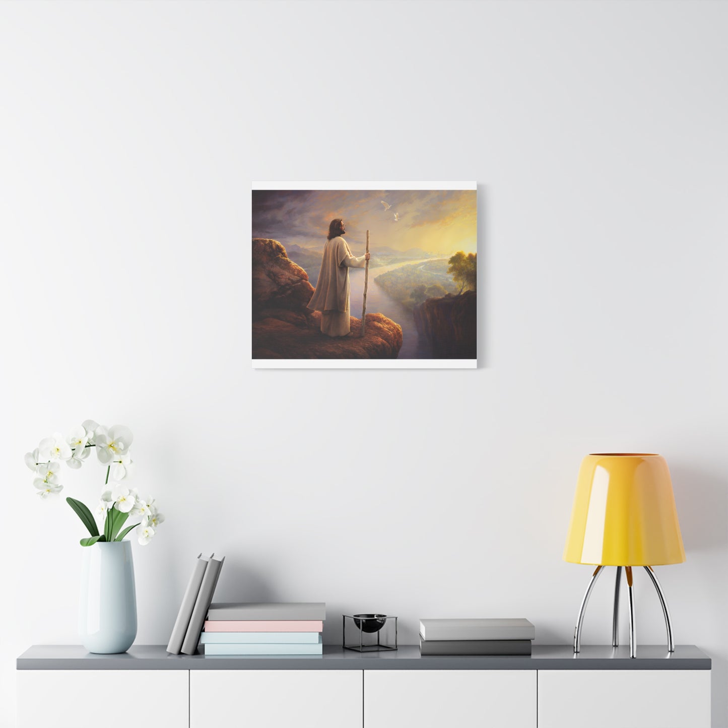 Religious Canvas Art, Christian Canvas Art - Jesus with Staff, Scenic Wall Decor, Religious Gift, Christian Home Decor