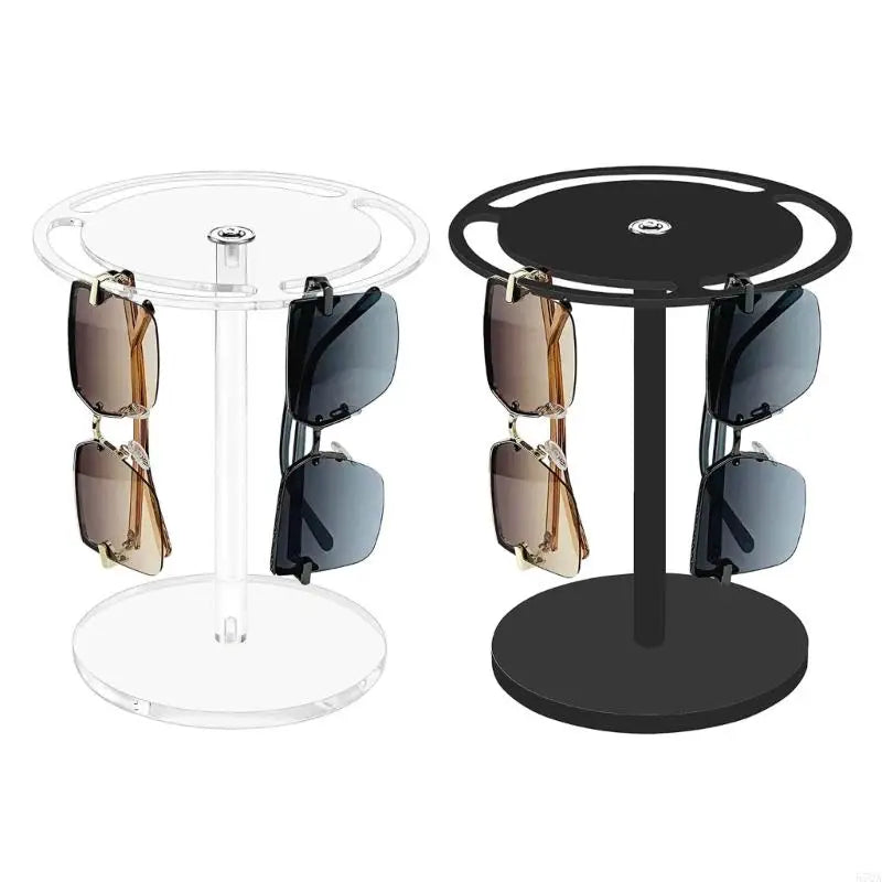 57QA Modern Sunglasses Organiser 360° Rotating Acrylic Sunglasses Holder with 3 Slots and Sturdy Base Glasses Display Stand