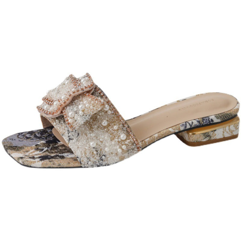 Women's Outer Wear Fashion Rhinestones Chunky Heel Sandals