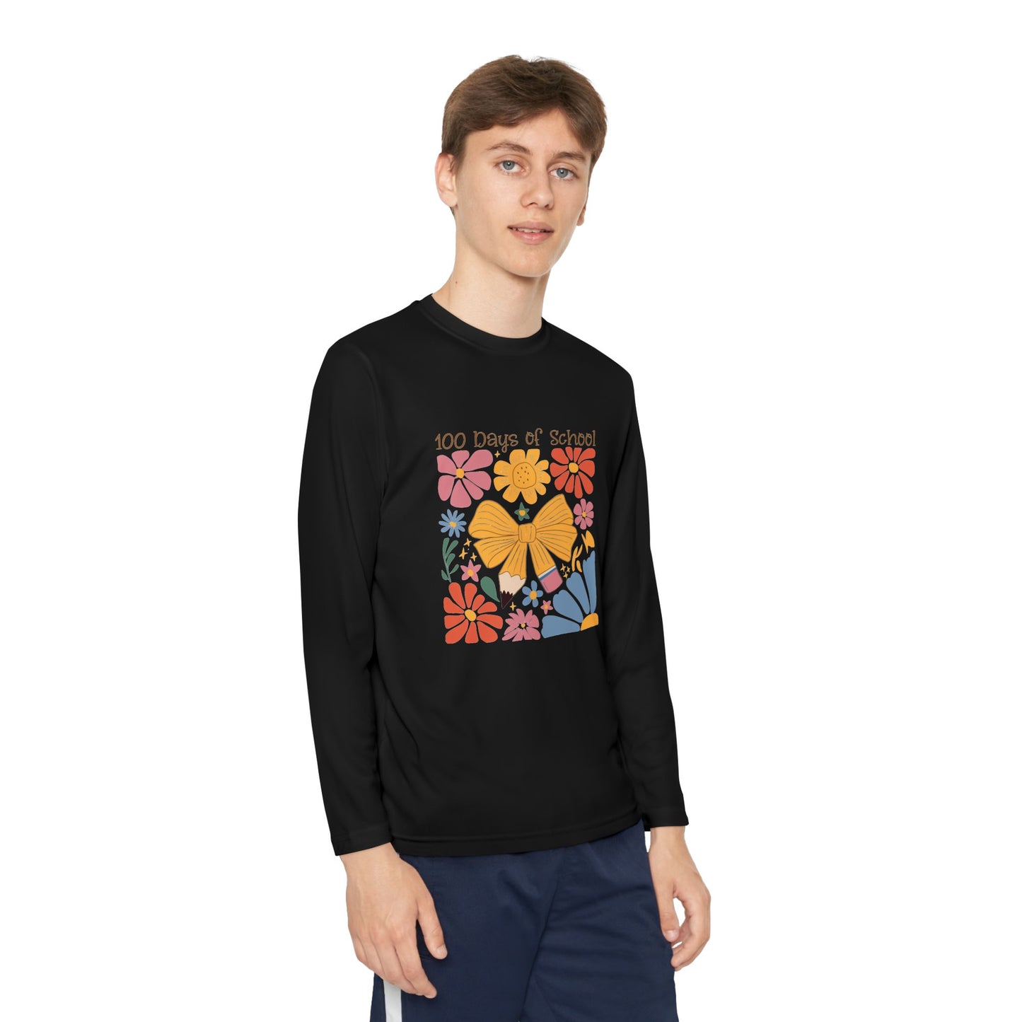 100 Days of School Youth Long Sleeve Tee, School Spirit Shirt, Kids School Celebration Top, Elementary Student Long Sleeve Shirt, School