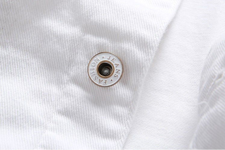 Casual Holes Pocket White Denim Vests