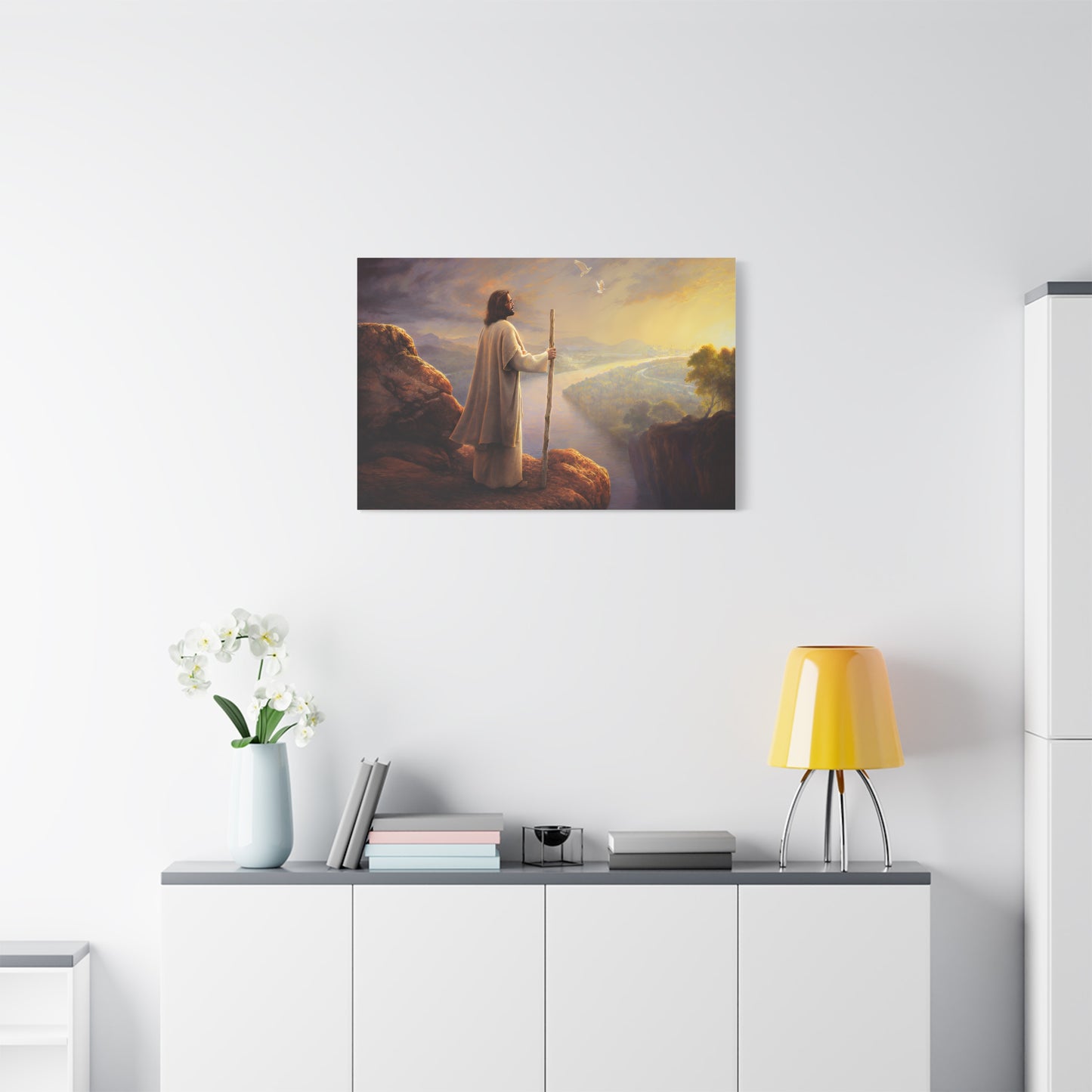Religious Canvas Art, Christian Canvas Art - Jesus with Staff, Scenic Wall Decor, Religious Gift, Christian Home Decor