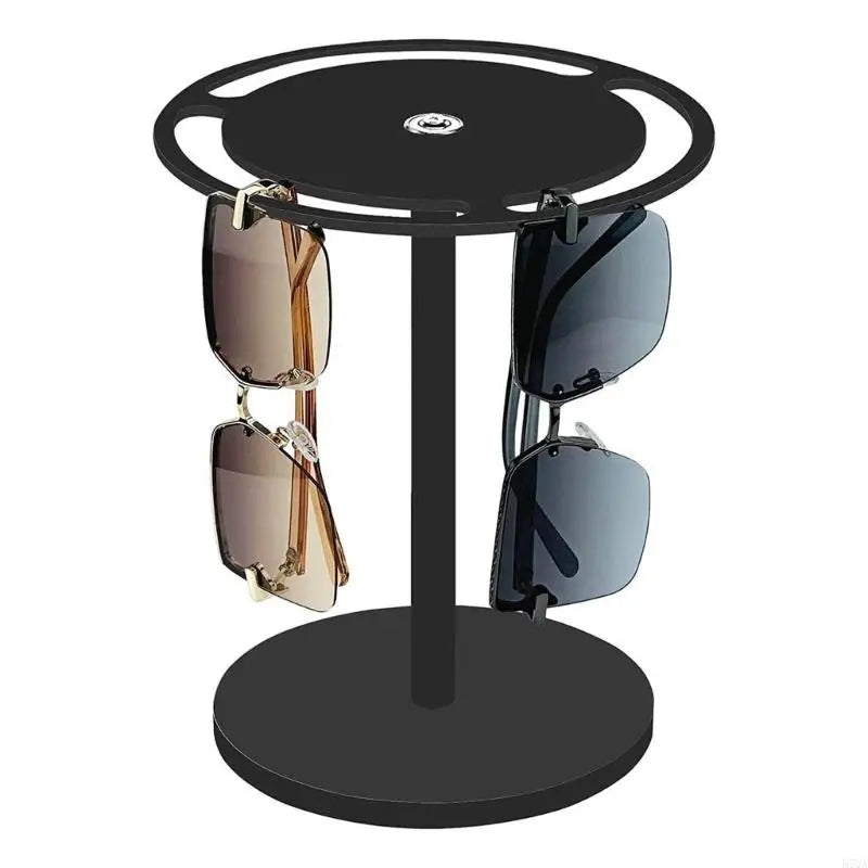 57QA Modern Sunglasses Organiser 360° Rotating Acrylic Sunglasses Holder with 3 Slots and Sturdy Base Glasses Display Stand