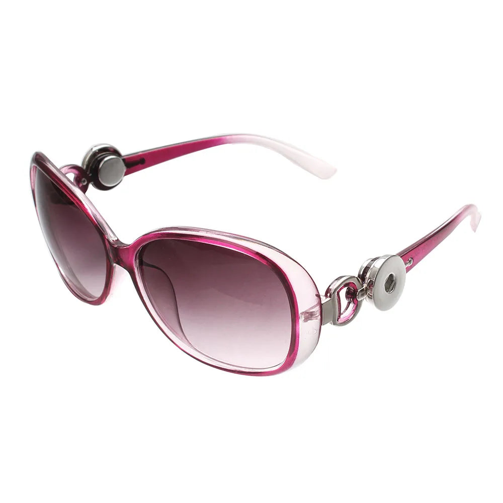 5 Color Xinnver Snap Button Sunglasses Retro Oval Glasses Eyewear Sunglasses Fit 18mm Snap Button for Women Jewelry ZN009