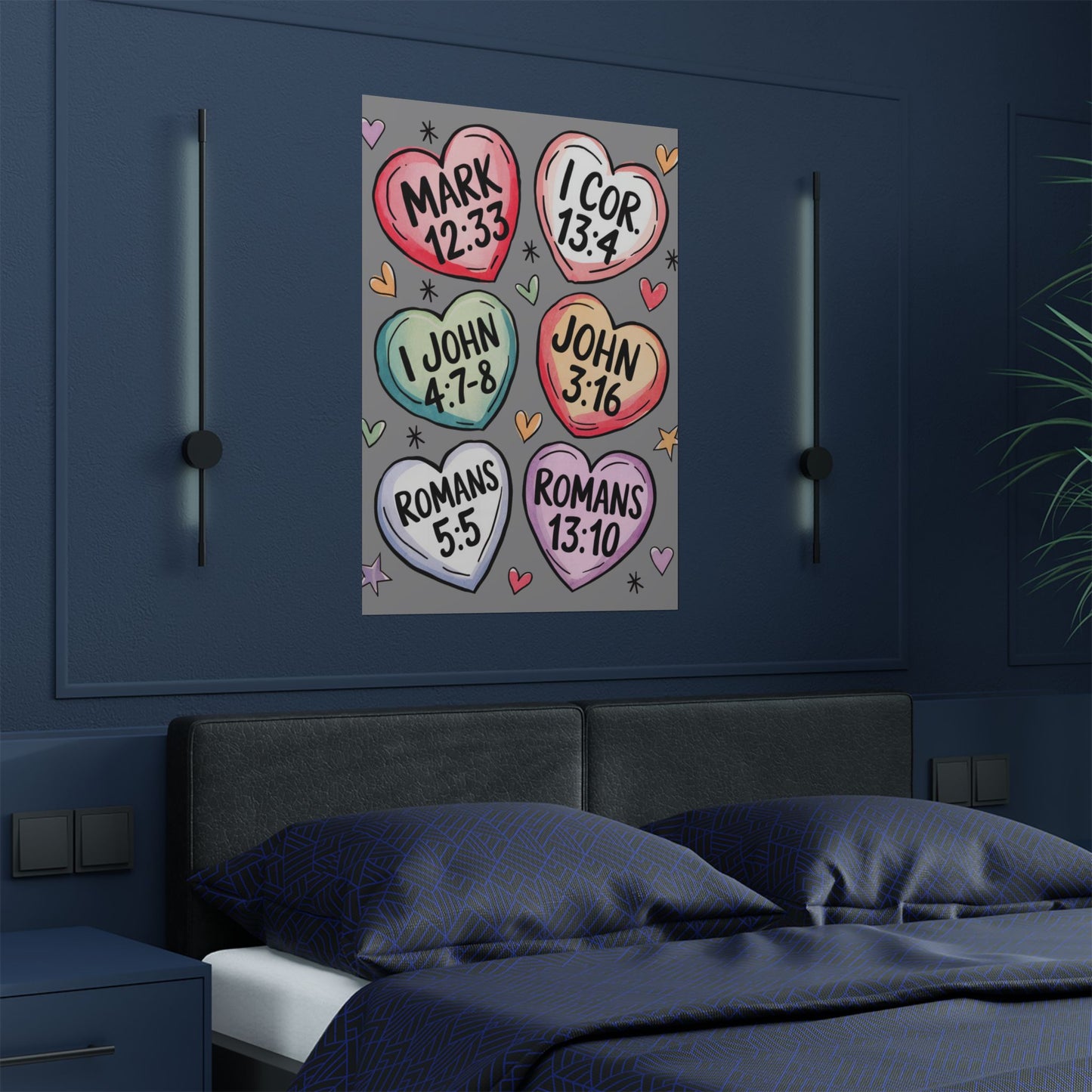 Satin Posters, Scripture Wall Art, Christian Home Decor, Bible Verse Prints, Heart Design, Faith-Based Gift, 300gsm Poster