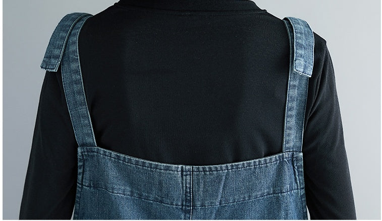Casual Literary Women's Plus Size Denim Overalls