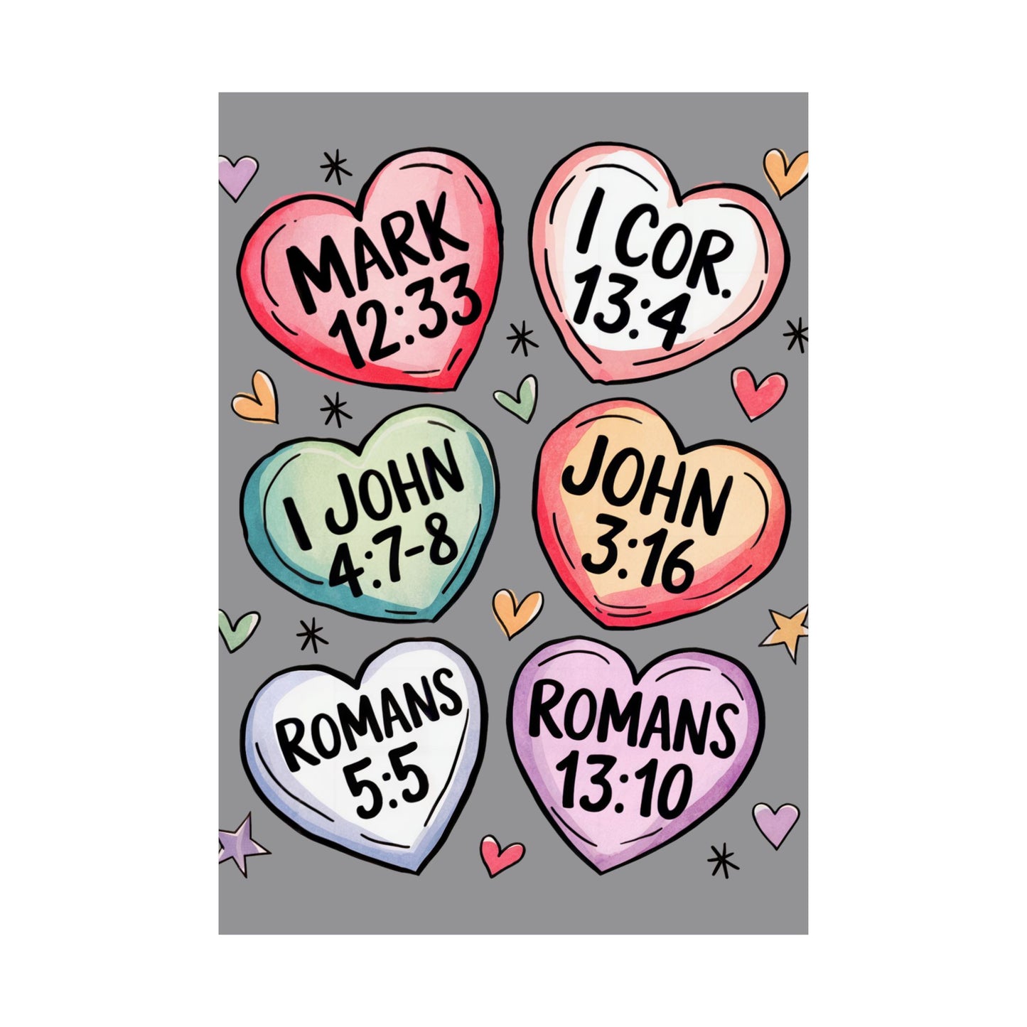 Satin Posters, Scripture Wall Art, Christian Home Decor, Bible Verse Prints, Heart Design, Faith-Based Gift, 300gsm Poster