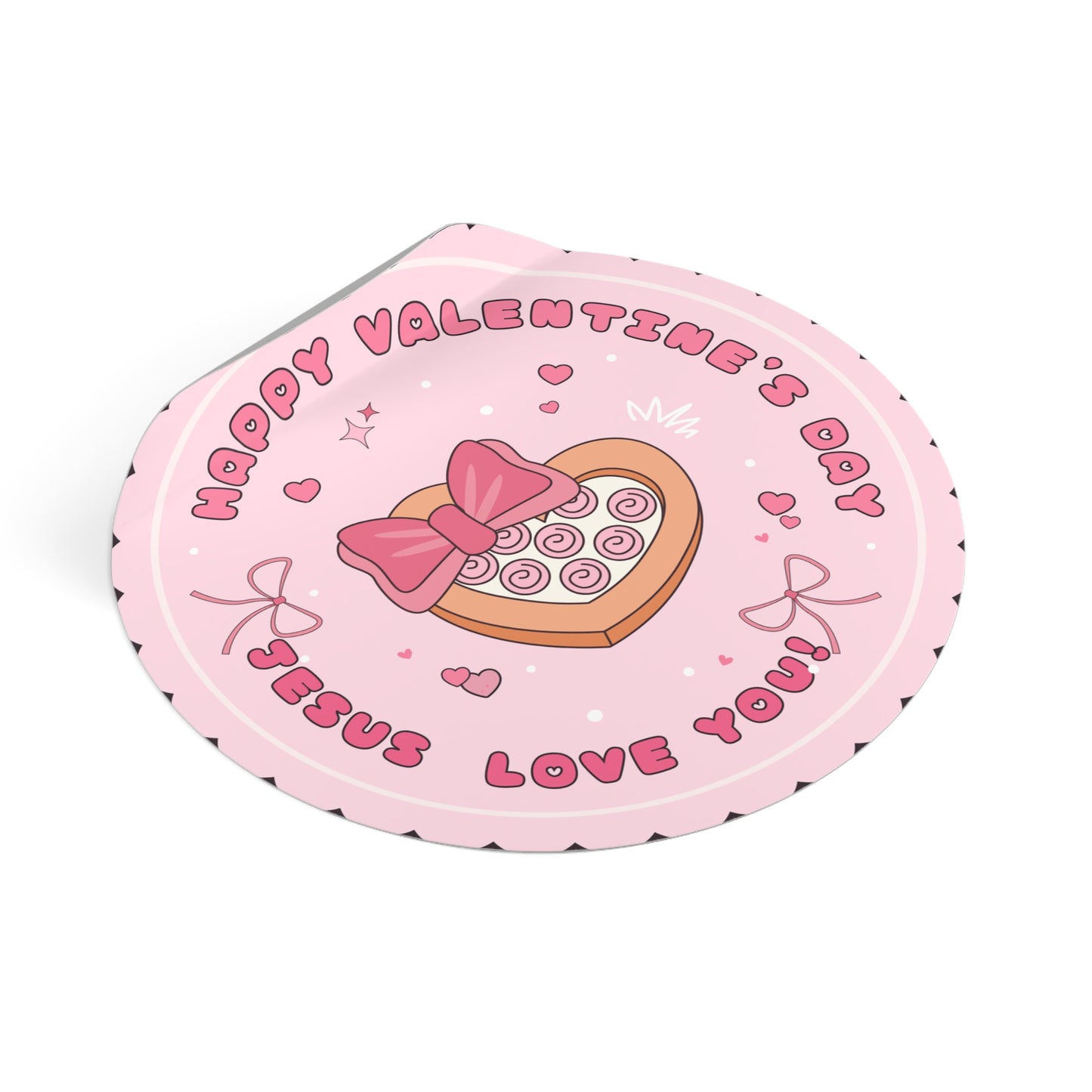 Round Vinyl Stickers - Happy Valentine's Day Jesus Loves You
