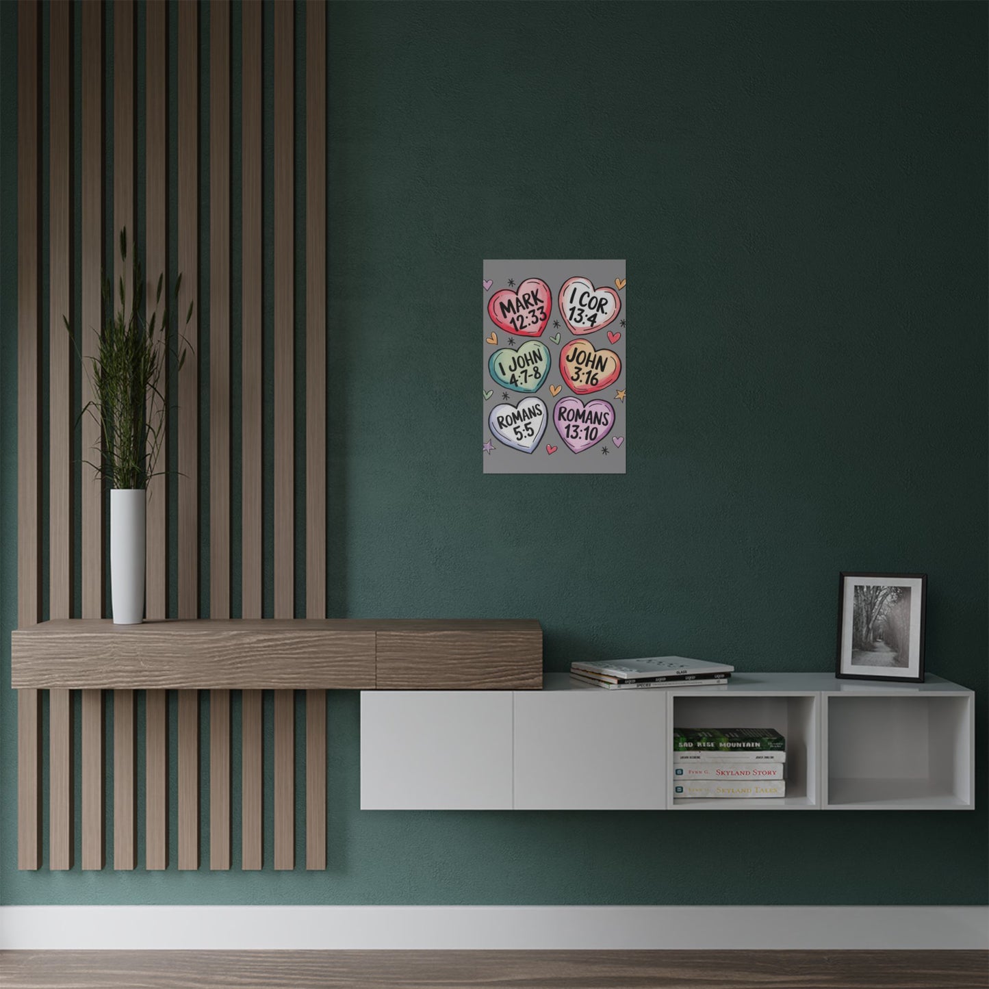 Satin Posters, Scripture Wall Art, Christian Home Decor, Bible Verse Prints, Heart Design, Faith-Based Gift, 300gsm Poster