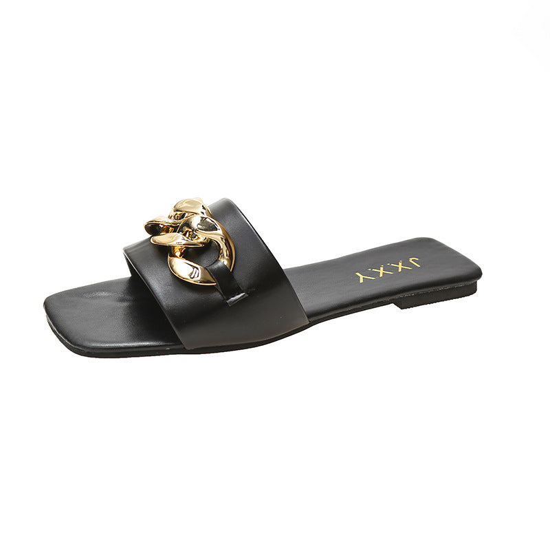 New Style Women's Slippers With Square Toe Flip Flops