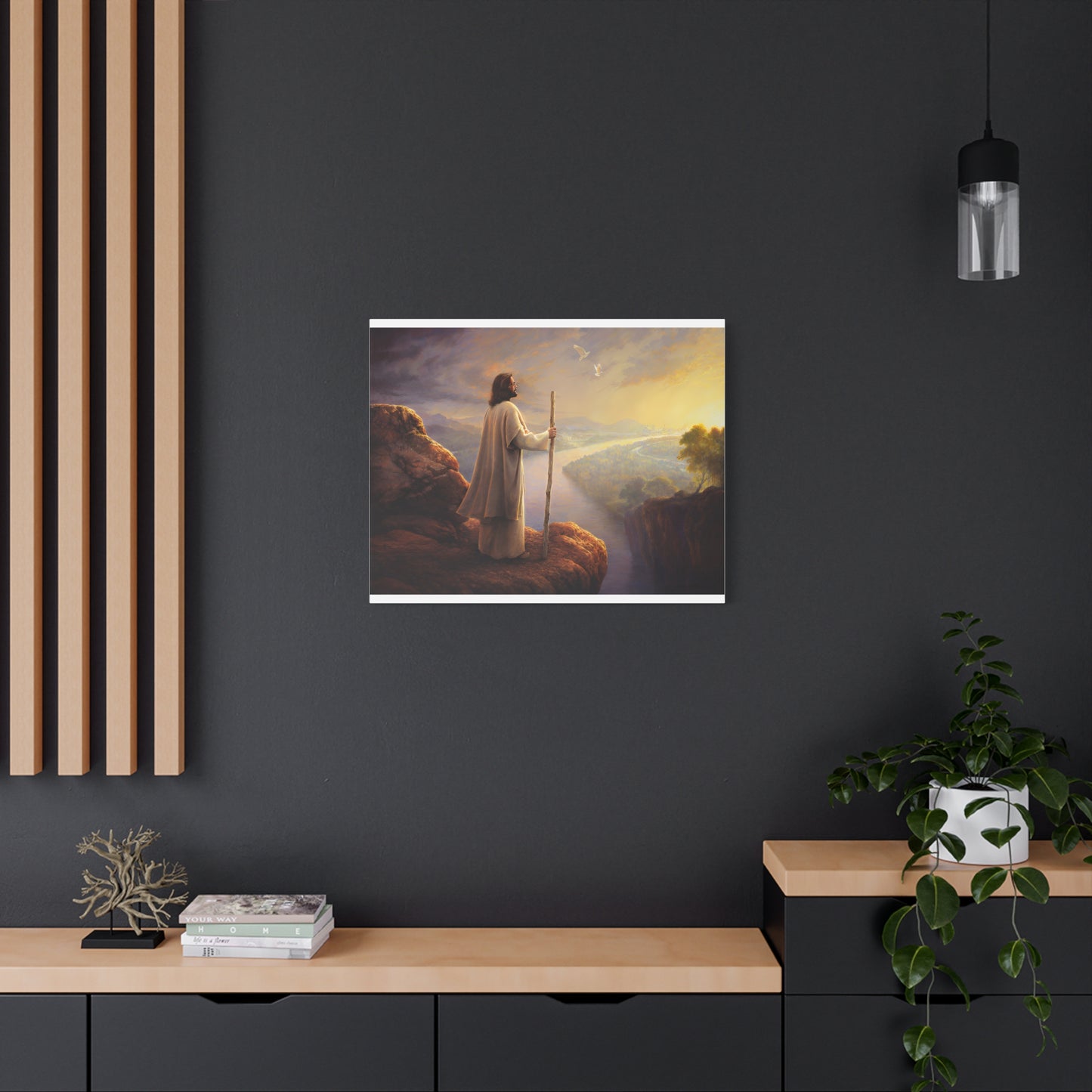 Religious Canvas Art, Christian Canvas Art - Jesus with Staff, Scenic Wall Decor, Religious Gift, Christian Home Decor