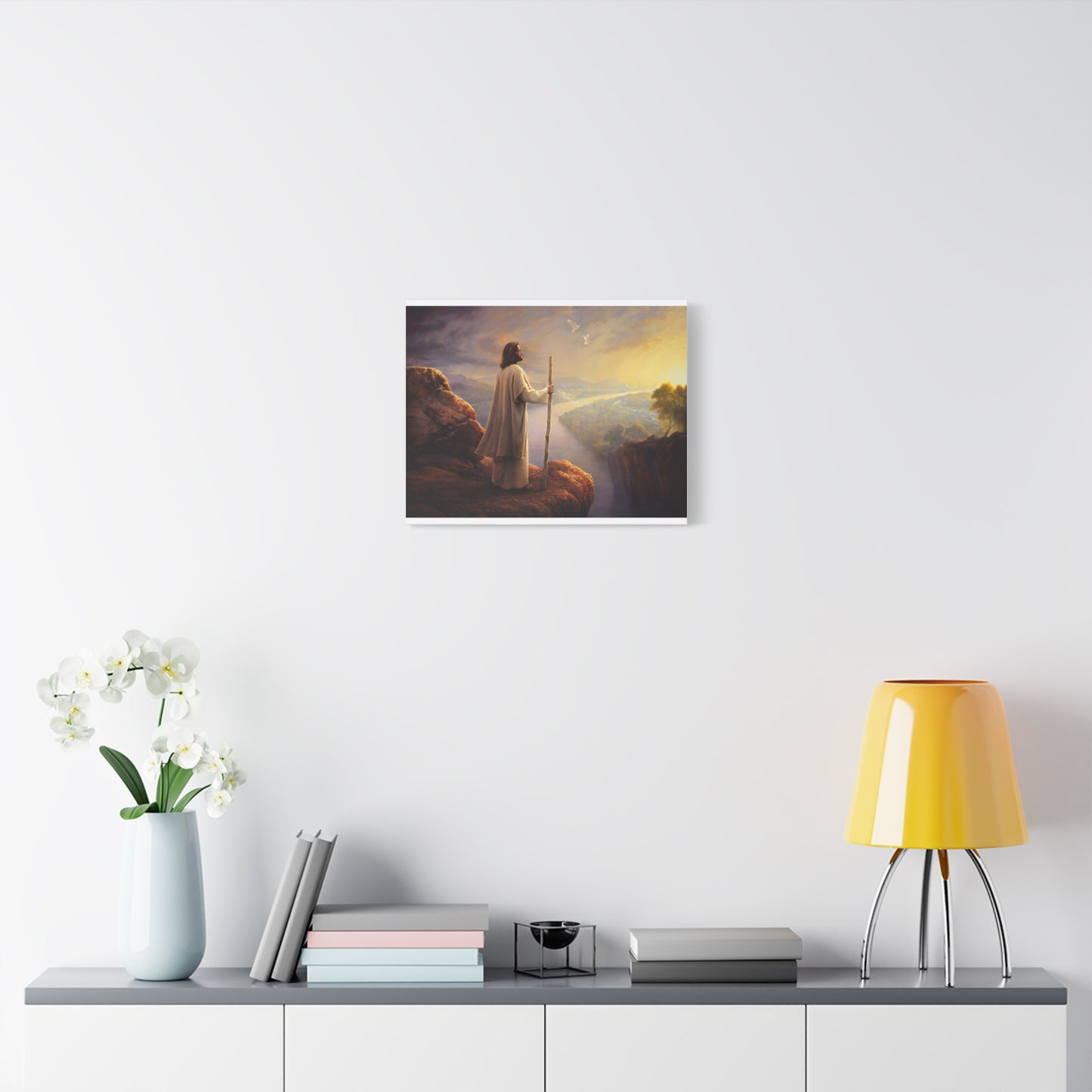 Religious Canvas Art, Christian Canvas Art - Jesus with Staff, Scenic Wall Decor, Religious Gift, Christian Home Decor