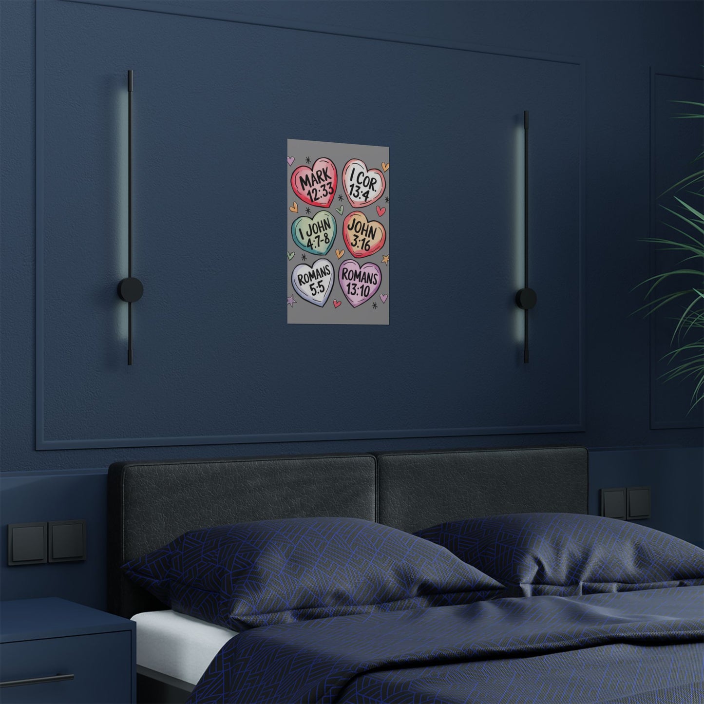 Satin Posters, Scripture Wall Art, Christian Home Decor, Bible Verse Prints, Heart Design, Faith-Based Gift, 300gsm Poster